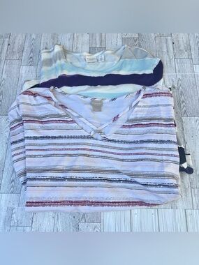Chico's bundle (2) cotton Tee with Multicolor Stripes